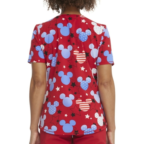 DISNEY patriotic Mickey Mouse scrub top NWOT - Picture 5 of 11